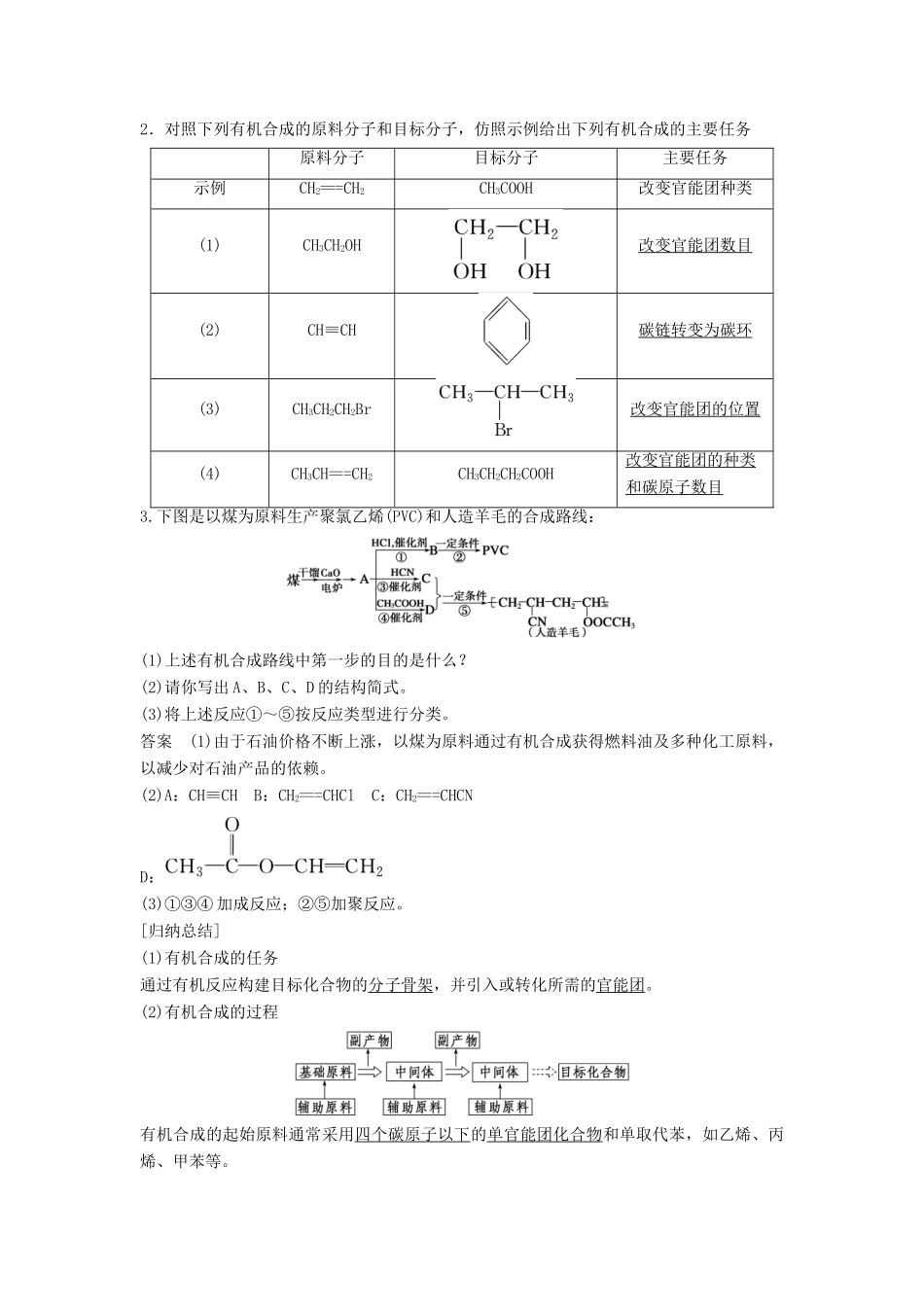 高中化学 第三章 第四节 第1课时 有机合成的过程学案 新人教版选修5-新人教版高二选修5化学学案_第2页