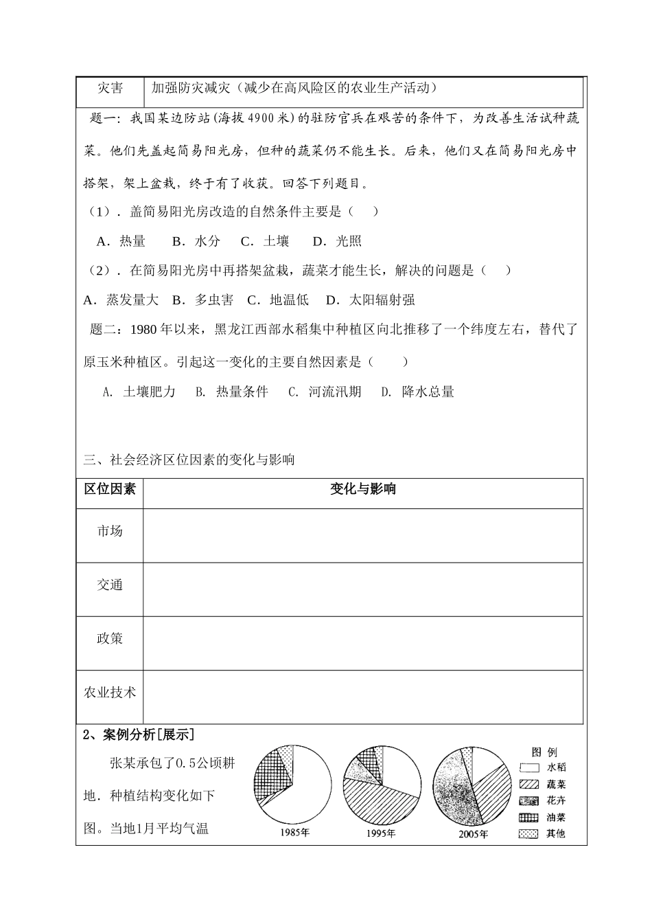 高三地理第01节 农业的区位选择（学案）（生）全国通用_第3页