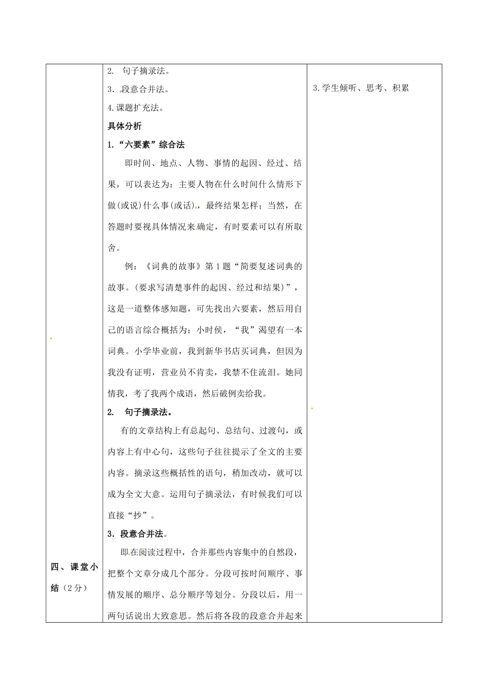 辽宁省恒仁满族自治县中考语文专题复习 记叙文 记叙文内容概括（内容或事件）教案-人教版初中九年级全册语文教案_第2页