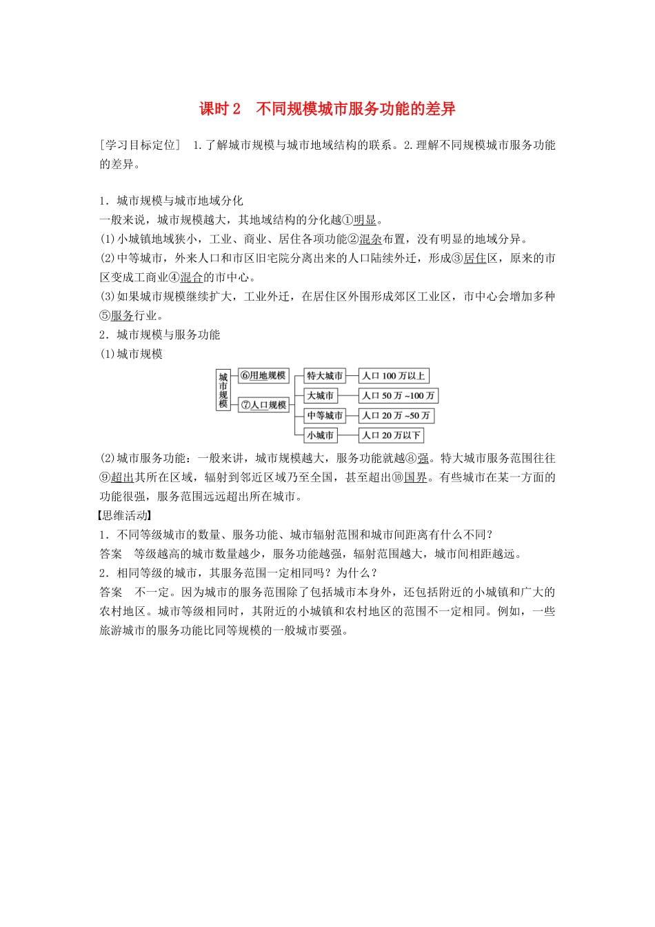 高中地理 第二章 第一节 城市的空间结构（课时2）学案 中图版必修2-中图版高一必修2地理学案_第1页