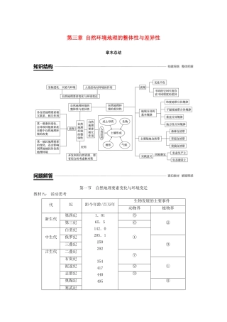 高中地理 第三章 自然环境地理的整体性与差异性章末总结学案 湘教版必修1-湘教版高一必修1地理学案