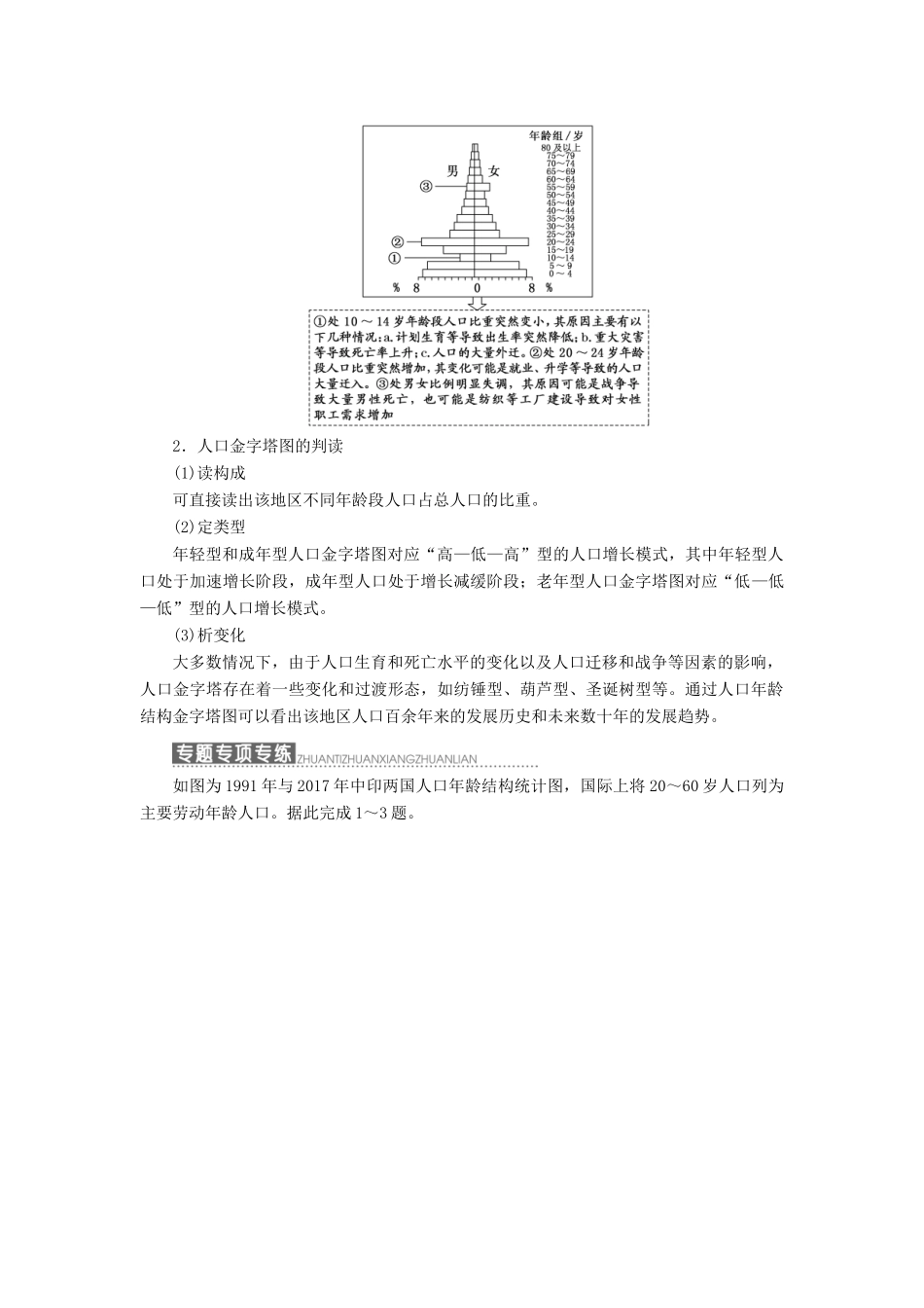 高中地理 第一章 人口的变化 小专题大智慧 人口年龄金字塔图的判读学案（含解析）新人教版必修2-新人教版高一必修2地理学案_第2页