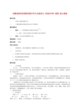 安徽省枞阳县钱桥初级中学九年级语文下册《范进中举》教案 新人教版