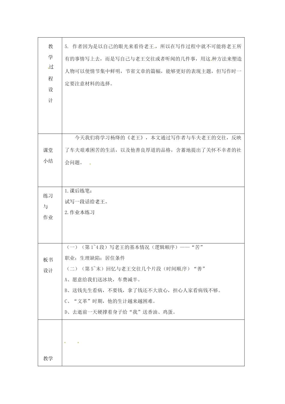 浙江省绍兴县杨汛桥镇中学八年级语文上册 老王第1课时教学案  人教新课标版_第3页