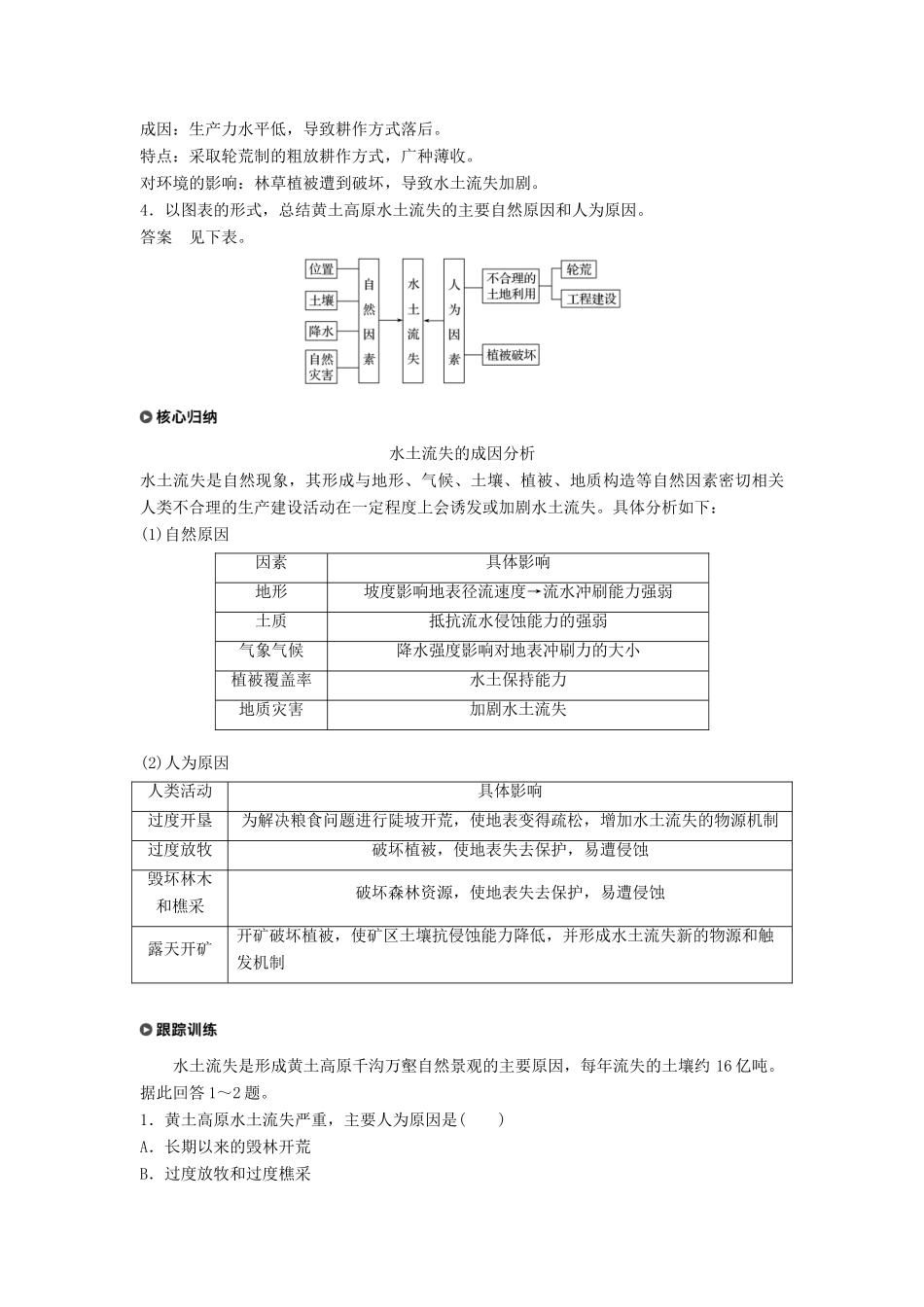 高中地理 第三单元 区域资源、环境与可持续发展 第一节 区域水土流失及其治理学案 鲁教版必修3-鲁教版高一必修3地理学案_第3页