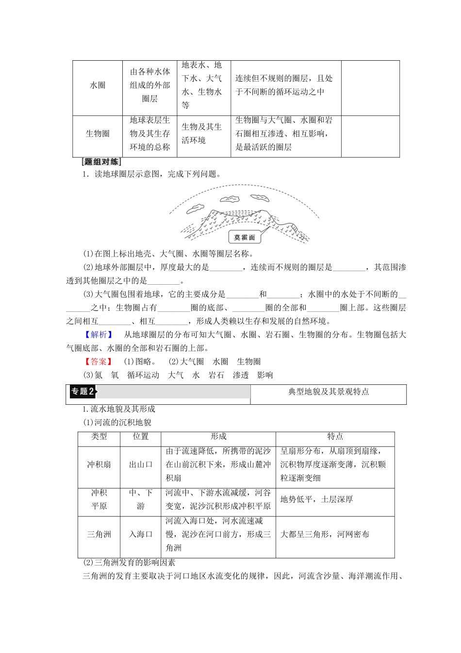 高中地理 第2单元 从地球圈层看地理环境 单元分层突破同步学案 鲁教版必修1-鲁教版高一必修1地理学案_第2页