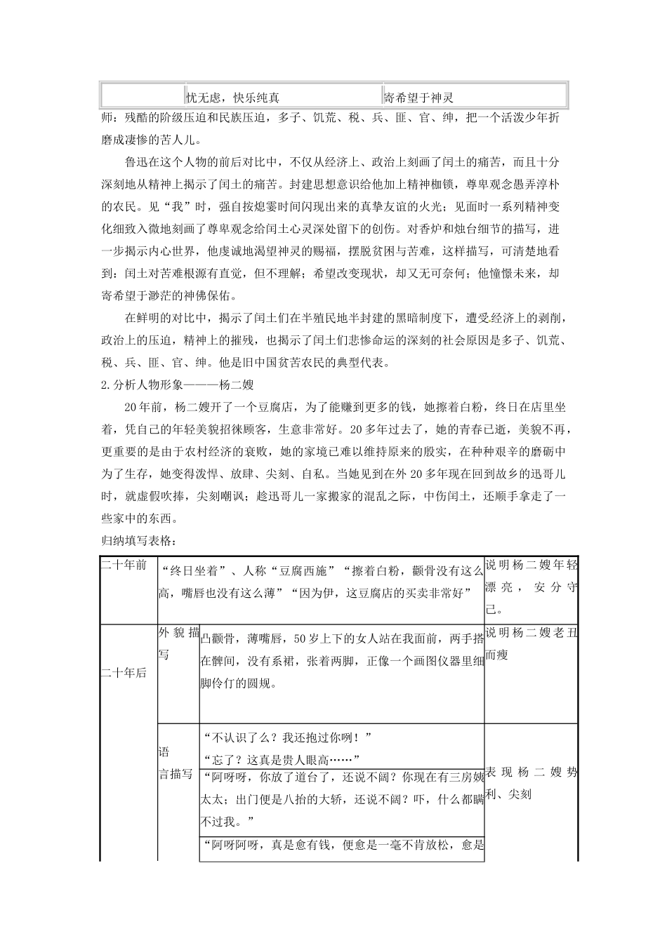 陕西省安康市紫阳县紫阳中学初中部九年级语文上册 9《故乡》（第1课时）教案 新人教版_第3页