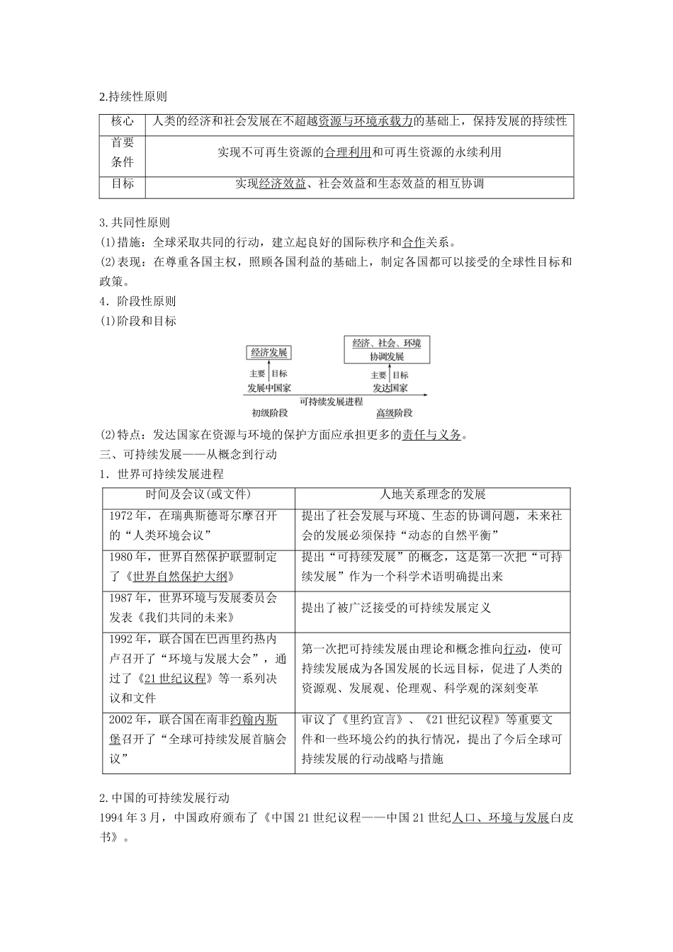 高中地理 第二单元 走可持续发展之路 第二节 可持续发展的基本内涵学案 鲁教版必修3-鲁教版高一必修3地理学案_第2页