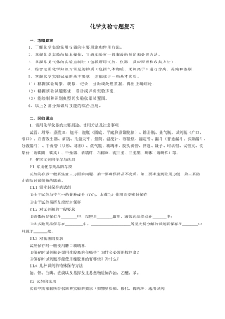 高三化学实验第二轮专题复习资料