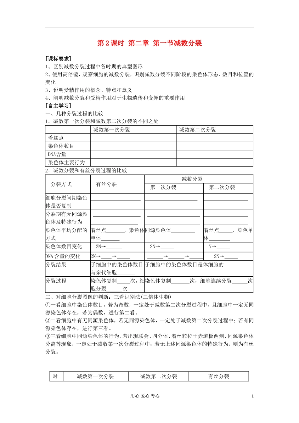 江苏淮阴中学高中生物《减数分裂》学案10 苏教版必修2_第1页