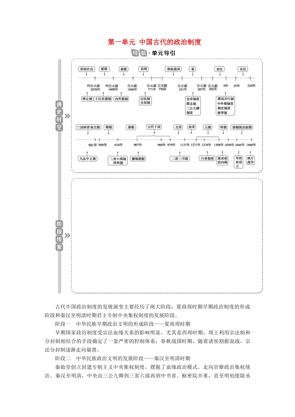 高考历史一轮复习 第一单元 中国古代的政治制度 第1讲 夏商制度与西周封建学案 岳麓版-岳麓版高三全册历史学案_第1页