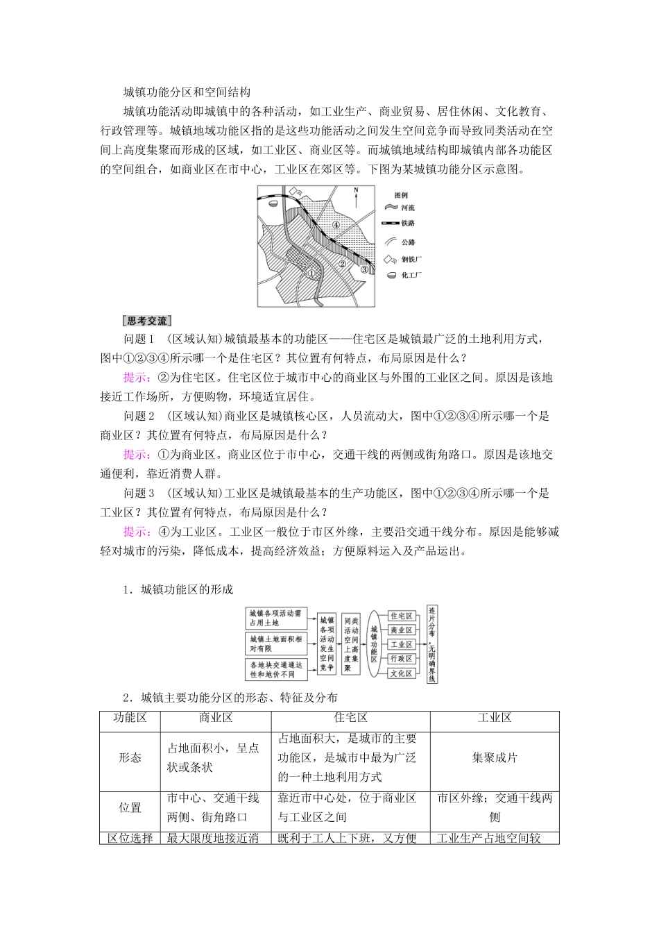 高中地理 第2单元 乡村与城镇 第1节 城乡内部空间结构学案 鲁教版必修第二册-鲁教版高一第二册地理学案_第3页