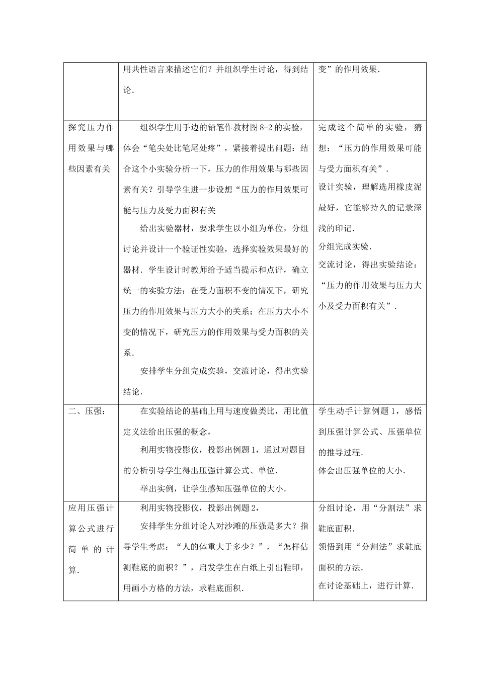 福建东桥经济开发区八年级物理《压强》教案 沪科版_第3页