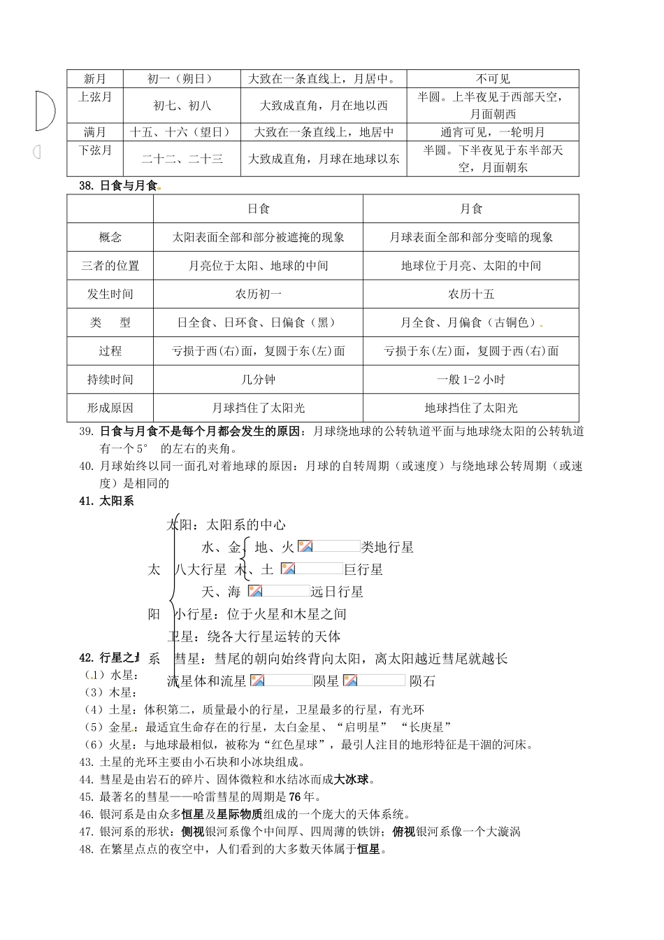 浙江省桐庐县富春江初级中学七年级科学上册《第三章 地球与宇宙知识要点》复习教案 浙教版_第3页