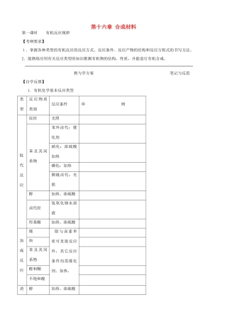 高考化学一轮复习 第十六章 合成材料学案-人教版高三全册化学学案