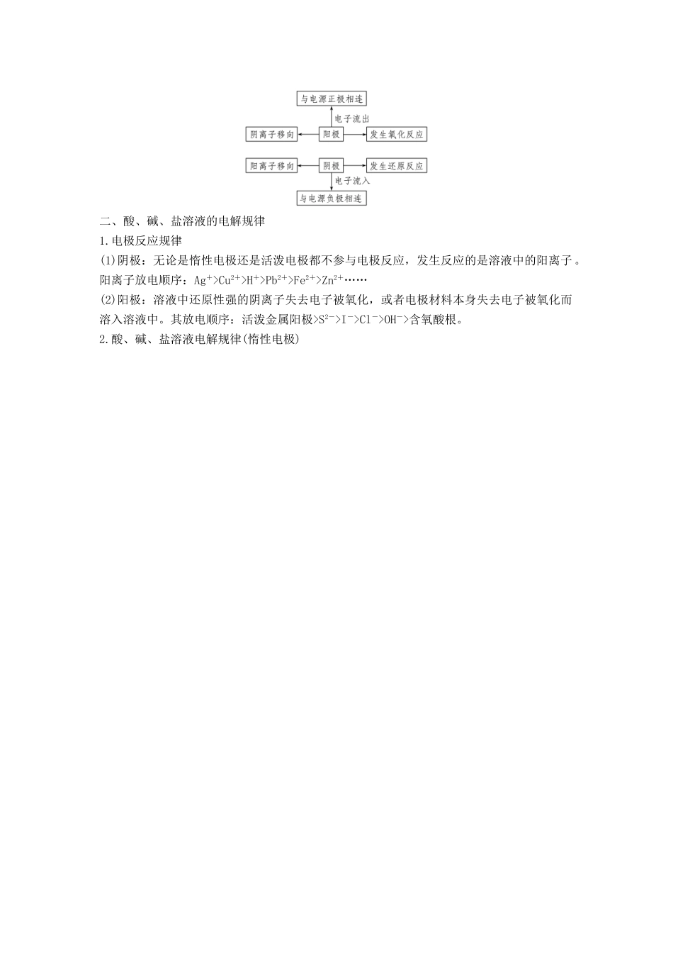 高中化学 第四章 电化学基础 第三节 电解池 第1课时 电解原理学案 新人教版选修4-新人教版高二选修4化学学案_第3页