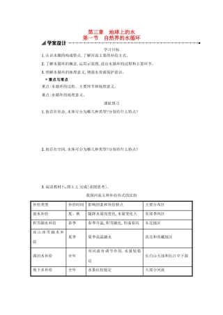 高中地理 3.1自然界的水循环学案 新人教版必修1-新人教版高一必修1地理学案