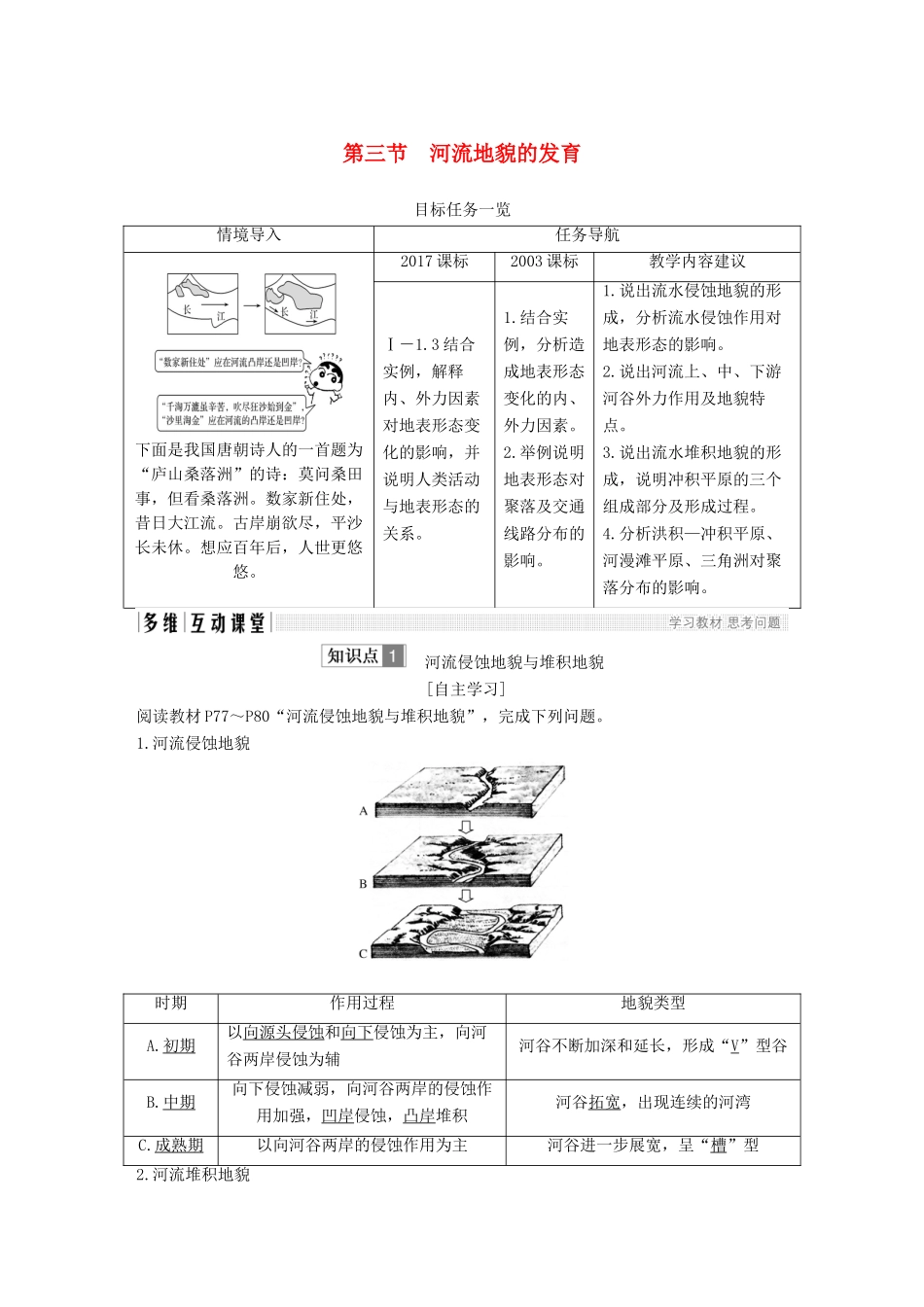 高中地理 第四章 地表形态的塑造 第三节 河流地貌的发育学案 新人教版必修3-新人教版高一必修3地理学案_第1页