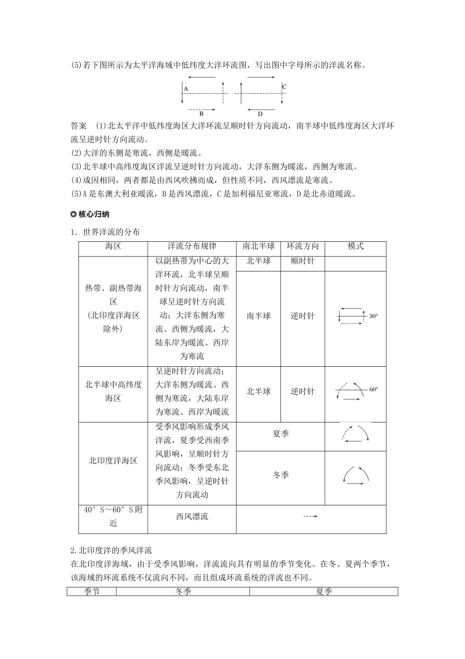 高中地理 第三章 地球上的水 3.2 大规模的海水运动学案 新人教版必修1-新人教版高一必修1地理学案_第3页
