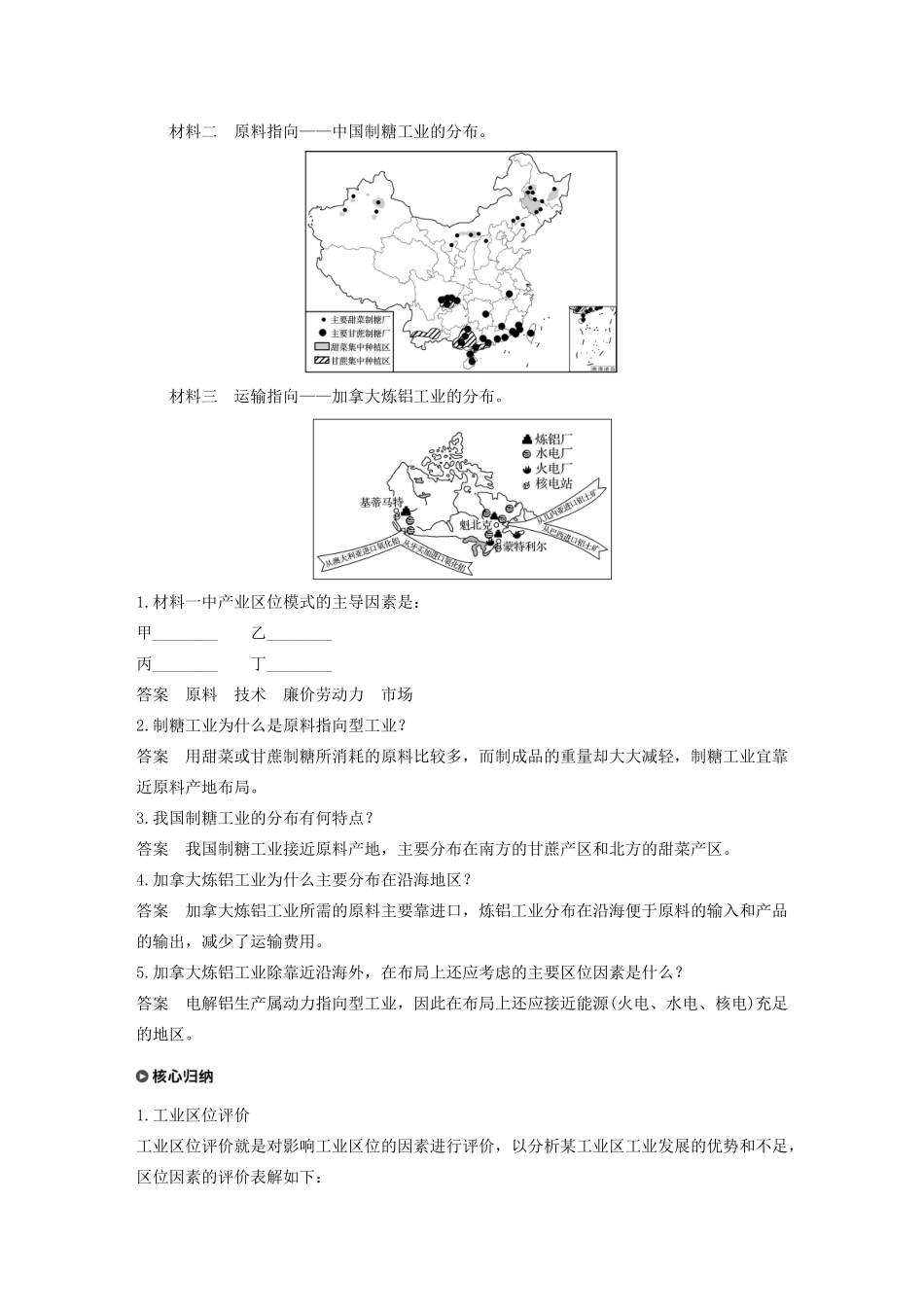 高中地理 第3章 生产活动与地域联系 第二节 工业区位 课时1 影响工业区位的因素导学案 中图版必修2-中图版高一必修2地理学案_第3页