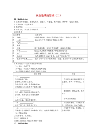 高三地理学案：农业地域的形成（二） 旧人教版大纲版