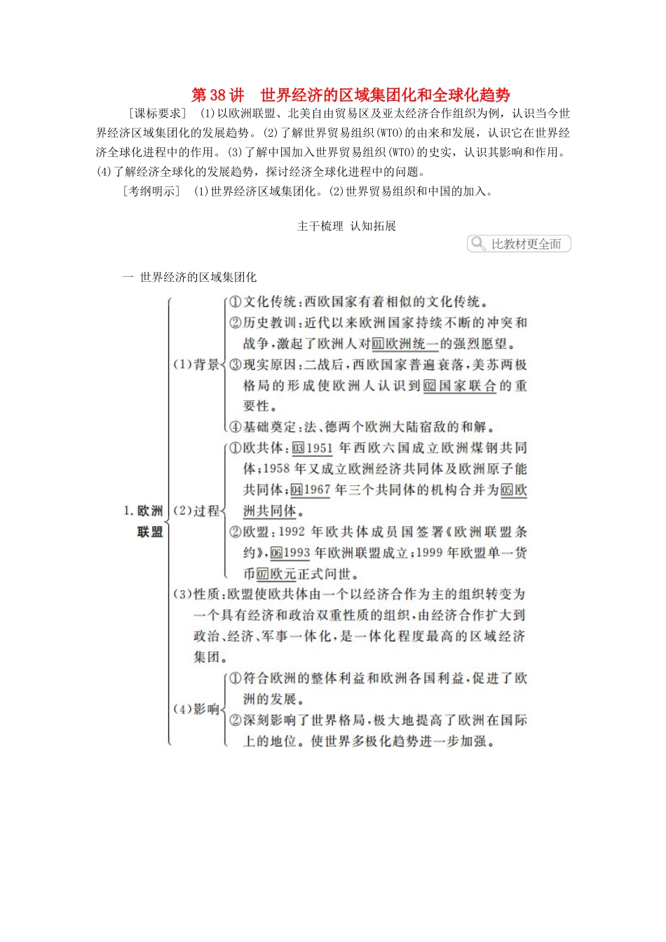 高考历史一轮复习 第十单元 世界经济的全球化趋势 第38讲 世界经济的区域集团化和全球化趋势创新学案与作业（含解析）新人教版-新人教版高三全册历史学案_第1页