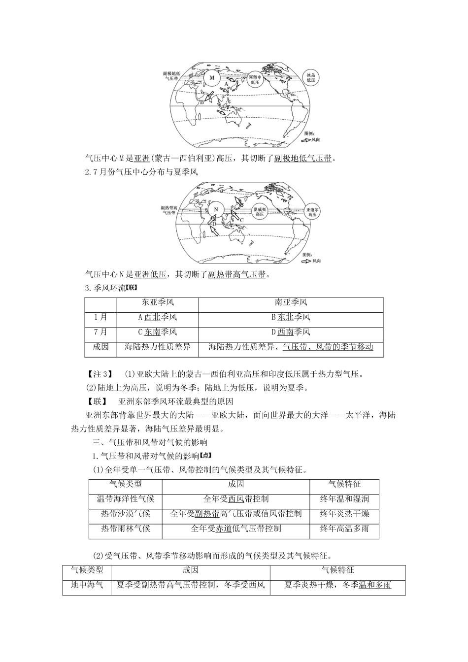 高考地理一轮复习 模块一 第二单元 从地球圈层看地理环境 第三讲 气压带、风带与气候类型学案（含解析）鲁教版-鲁教版高三全册地理学案_第2页