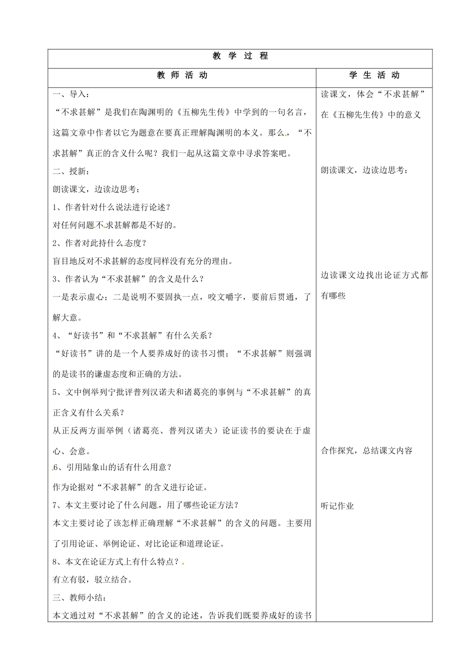 山东省烟台20中八年级语文《不求甚解》教学设计_第2页
