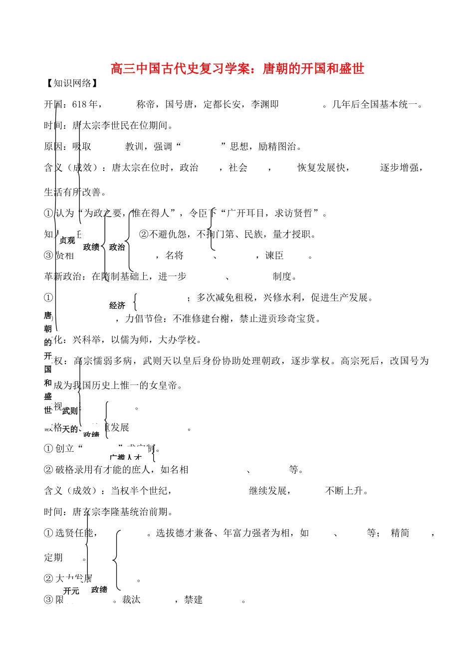 高三历史中国古代史复习学案4.2  唐朝的开国和盛世_第1页
