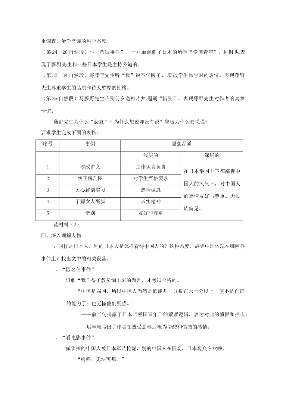 九年级语文下册《藤野先生》教学设计3 苏教版_第3页
