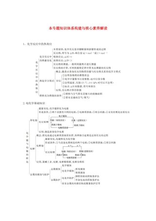 高中化学 专题1 化学反应与能量变化 本专题知识体系构建与核心素养解读学案（选修4）-人教版高中选修4化学学案