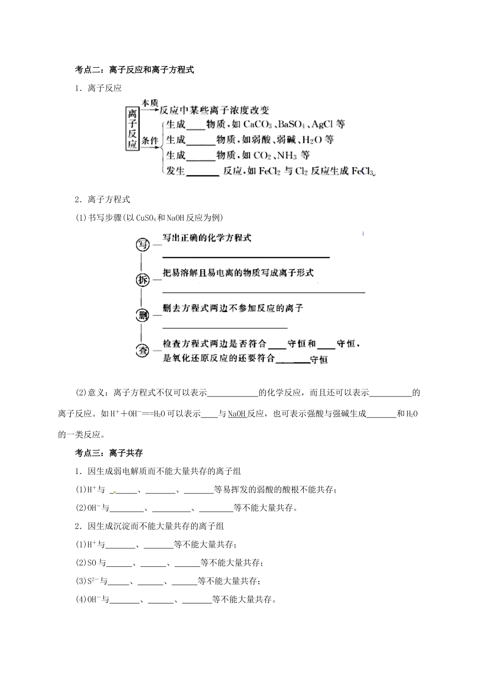 高考化学二轮专题突破 专题四 离子反应导学案-人教版高三全册化学学案_第2页