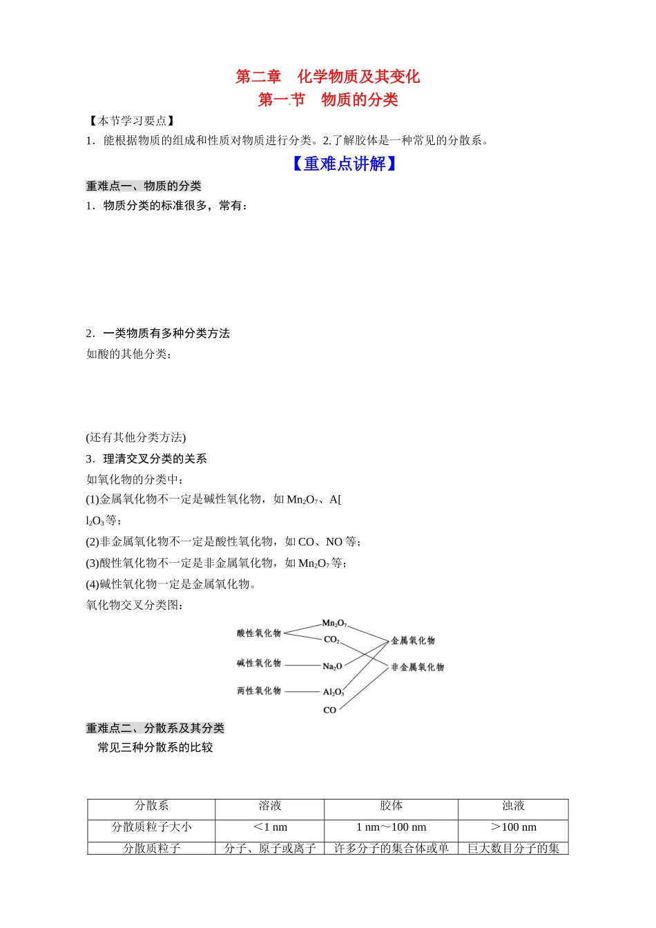 高中化学 21 物质的分类期末复习学案 新人教版必修1_第1页