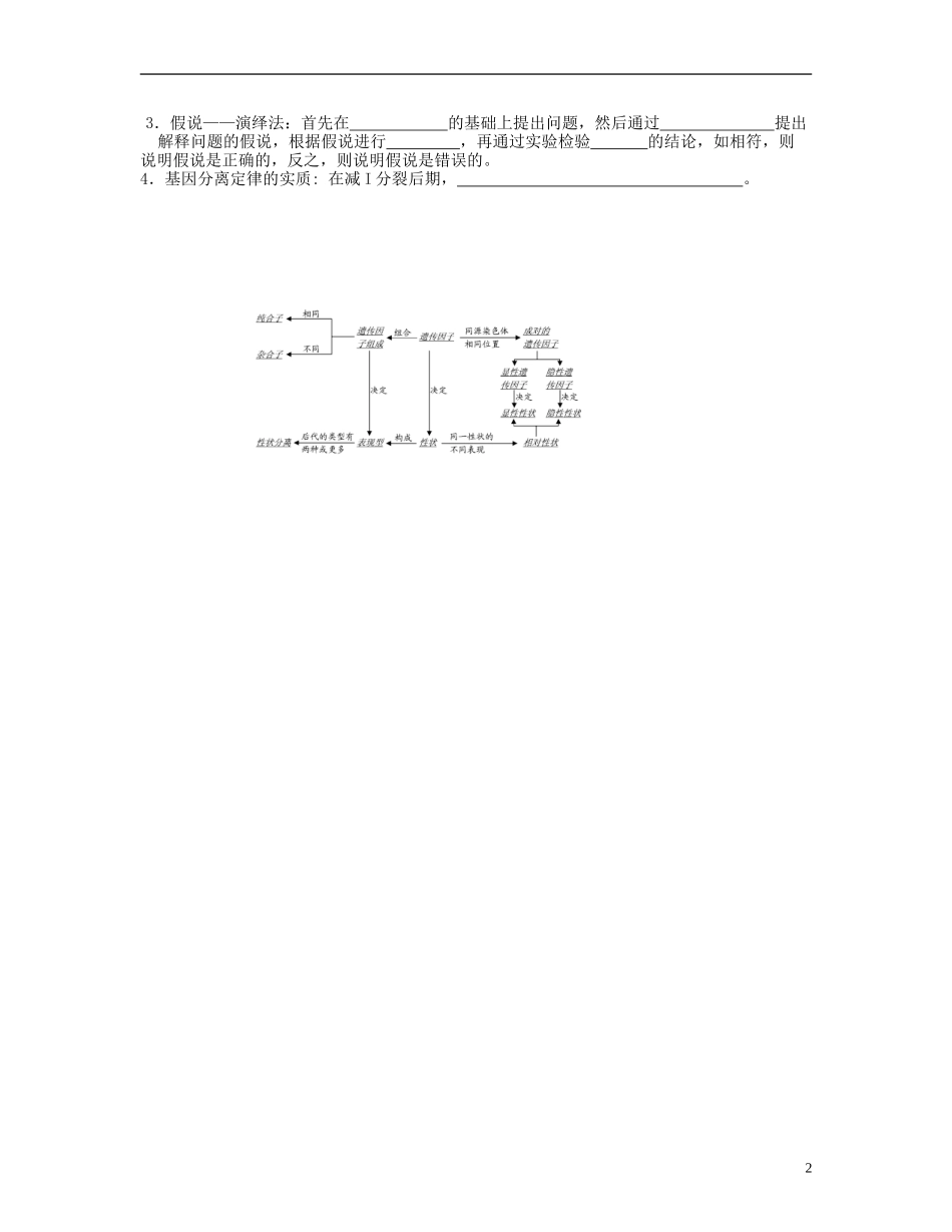 湖南省衡南县第九中学高中生物 孟德尔的豌豆杂交实验（一） 学案 新人教版必修2_第2页