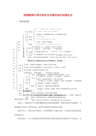 高三历史 清朝晚期中国开始沦为半殖民地半封建社会学案 新人教版