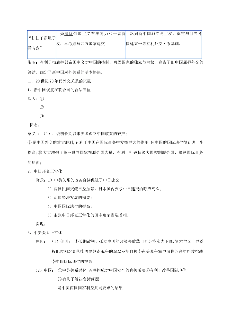 高考历史一轮复习 屹立于世界民族之林-新中国外交学案-人教版高三全册历史学案_第2页