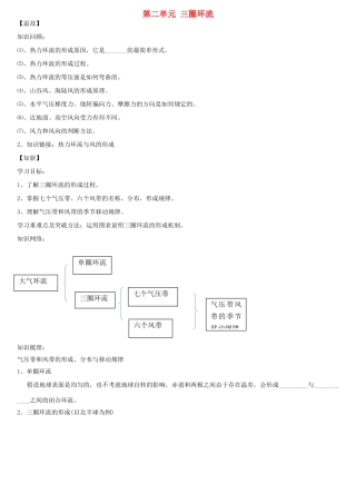 高中地理 第二单元 三圈环流学案 中图版必修1-中图版高一必修1地理学案