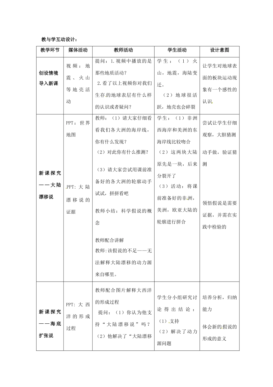 秋七年级科学上册 3.6《地球表面的板块》教案 浙教版-浙教版初中七年级上册自然科学教案_第2页