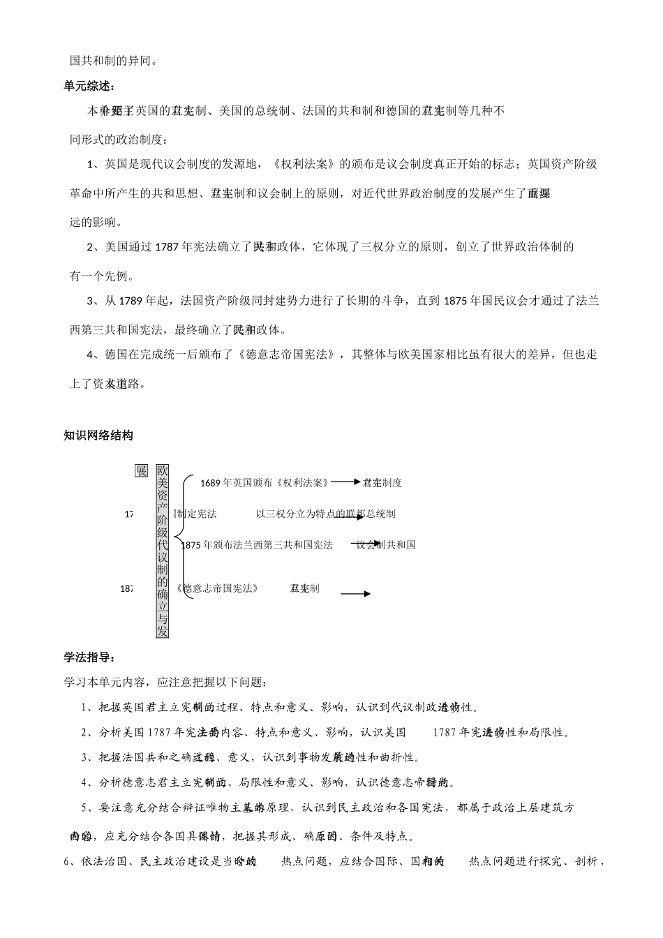 高考历史复习指导学案（7）：欧美资产阶级代议制的确立和发展（新人教版）_第3页