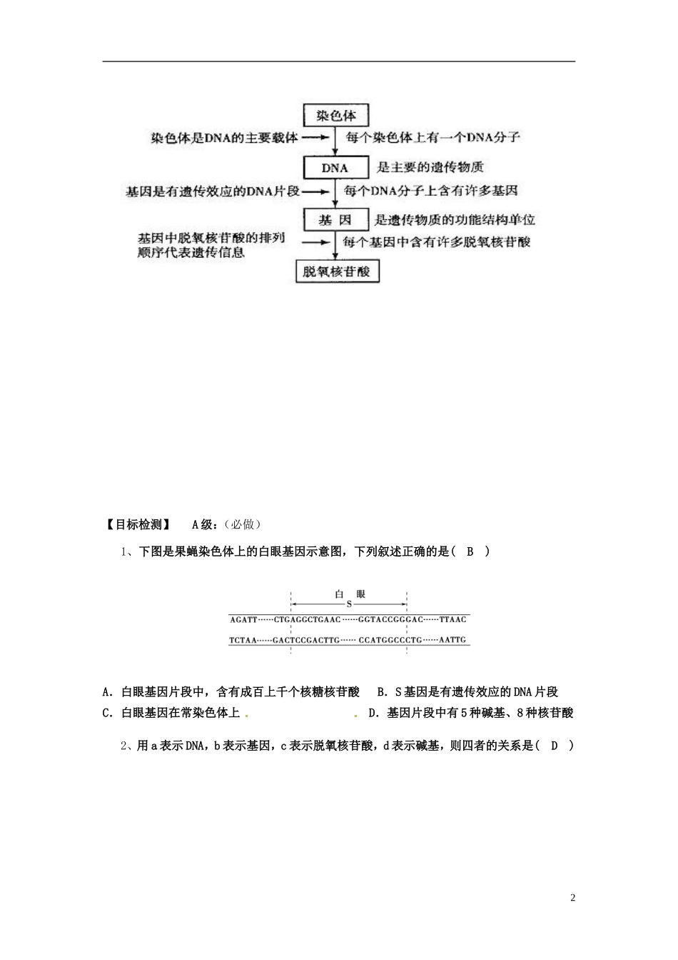湖南省隆回县第二中学高中生物 第三章 基因是有遗传效应的DNA片段（课时1）(教师）导学案 新人教版必修2_第2页