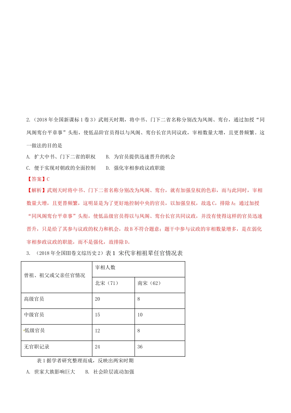 高考历史二轮复习 重难点全解全析 专题03 汉到元政治制度的演变学案-人教版高三全册历史学案_第3页