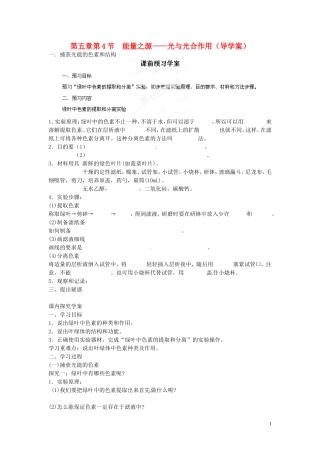 海南省海口市第十四中学高中生物 第五章第4节 能量之源 光与光合作用（一）导学案 人教版