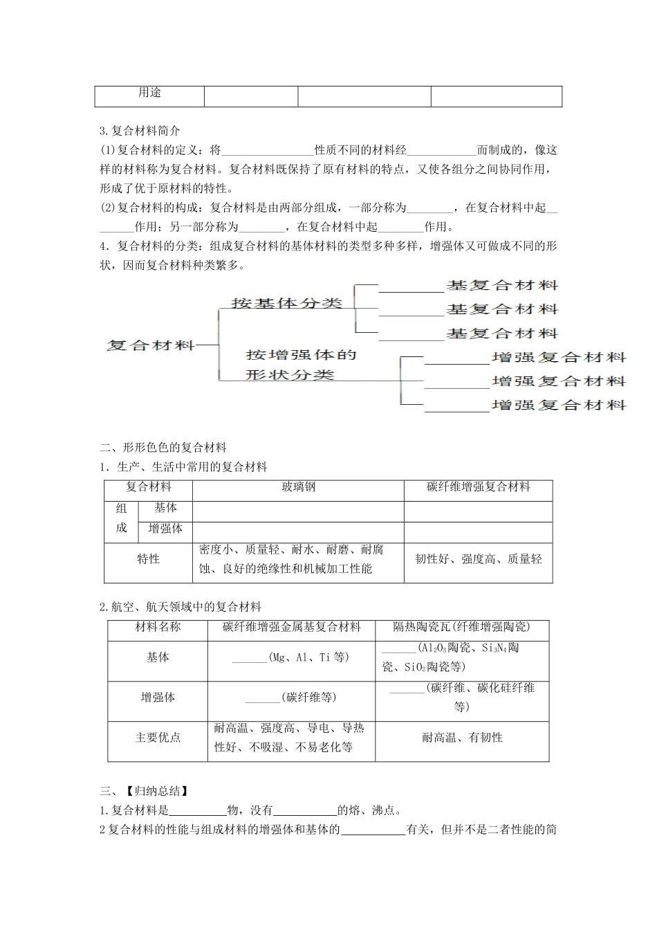 高中化学 第4章 材料家族中的元素 第3节 复合材料导学案2 鲁科版必修1-鲁科版高一必修1化学学案_第2页