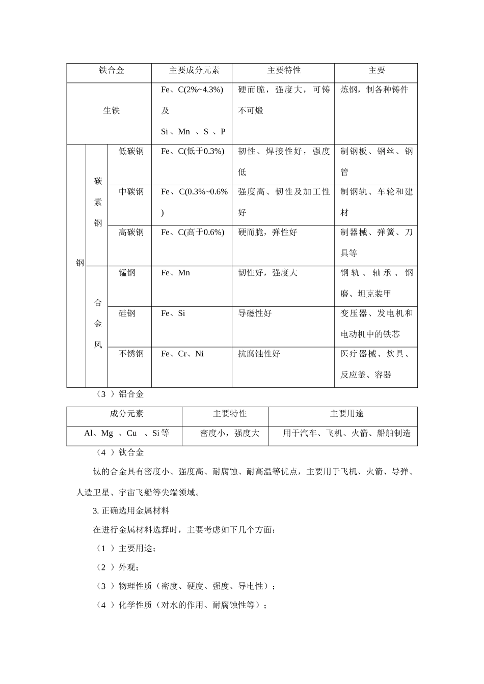 高中化学：3.3《用途广泛的金属材料》学案1（新人教版必修1）_第3页