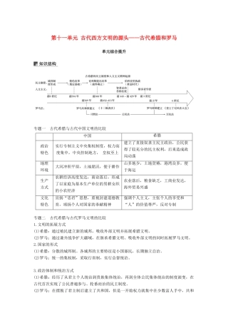 高考历史一轮复习 第十一单元 古代西方文明的源头——古代希腊和罗马单元综合提升学案 新人教版-新人教版高三全册历史学案