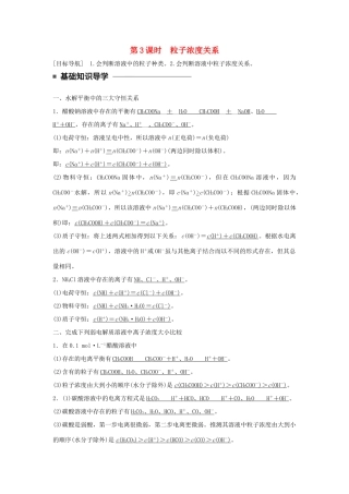 高中化学 第三章 水溶液中的离子平衡 第三节 盐类的水解（第3课时）粒子浓度关系学案 新人教版选修4-新人教版高二选修4化学学案
