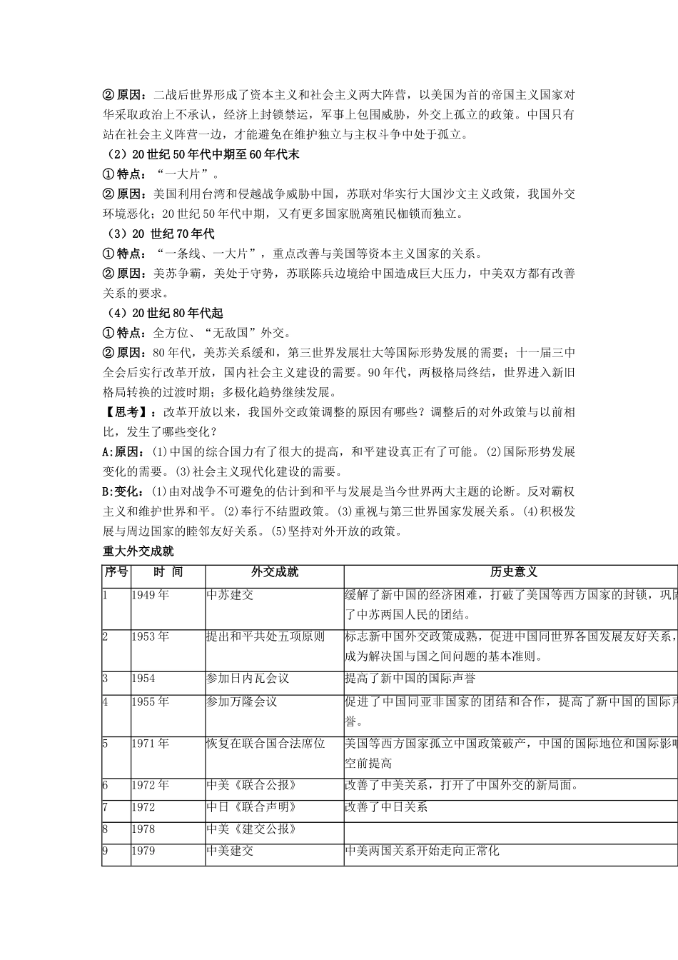 高考历史复习 现代中国学案-人教版高三全册历史学案_第2页