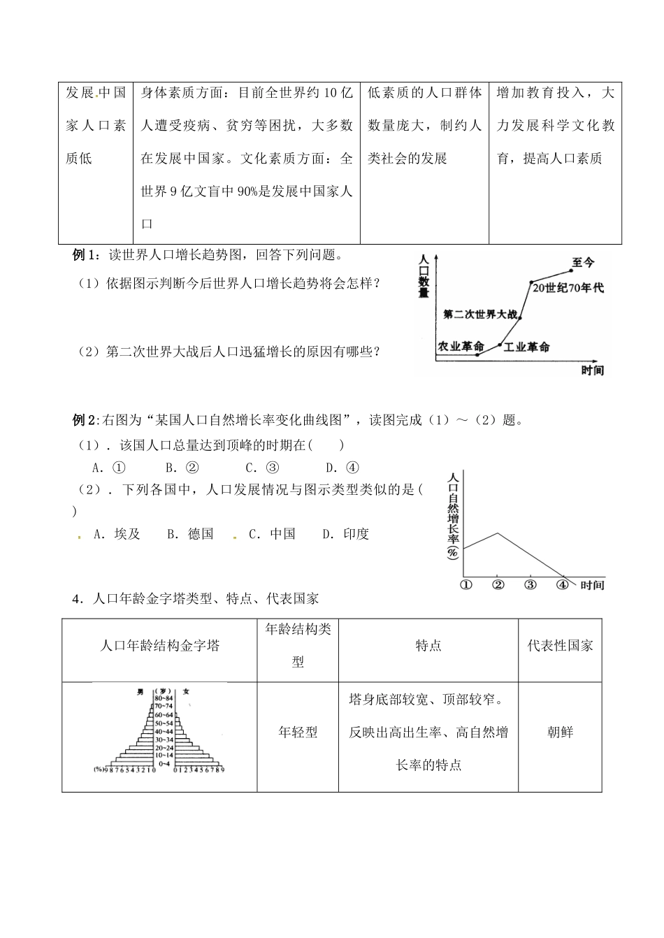 高中地理 1.1 人口的数量变化导学案 新人教版必修2-新人教版高一必修2地理学案_第3页