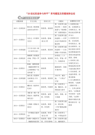 高考历史总复习 第十八单元 20世纪的战争与和平常考题型及答题规律总结学案-人教版高三全册历史学案
