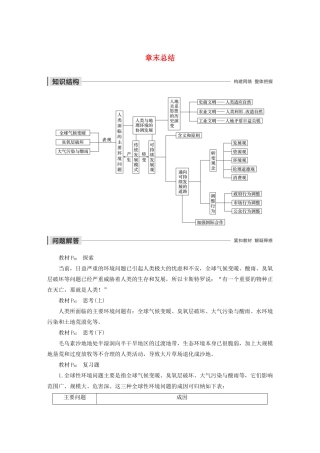 高中地理 第4章 人类与地理环境的协调发展 章末总结导学案 中图版必修2-中图版高一必修2地理学案